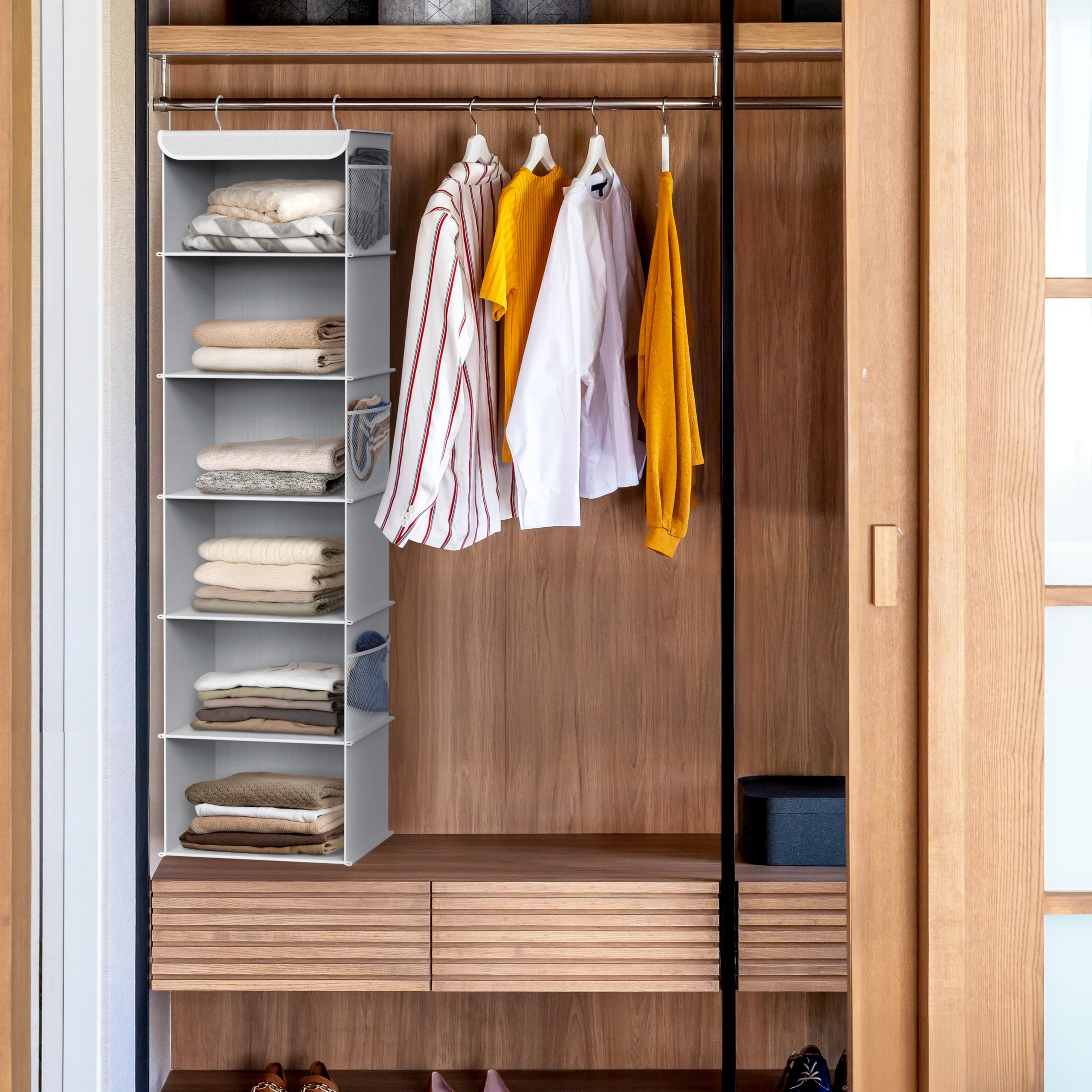 Simple Houseware 6 Shelf Hanging Closet Organizer, Gray
