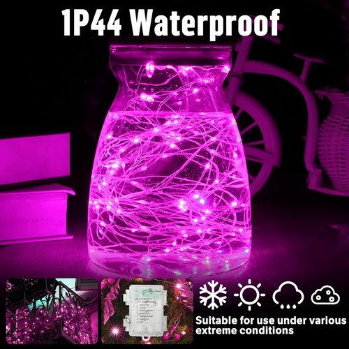 LAMPHOME 100 LED Pink Valentine Lights - Battery Operated Fairy String Lights with Remote & Timer for Indoor Decor