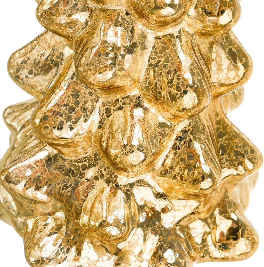 Regine Switzerland Mercury Glass Christmas Tree Set - Gold Collectible Figurines with LED | Indoor Table Centerpiece