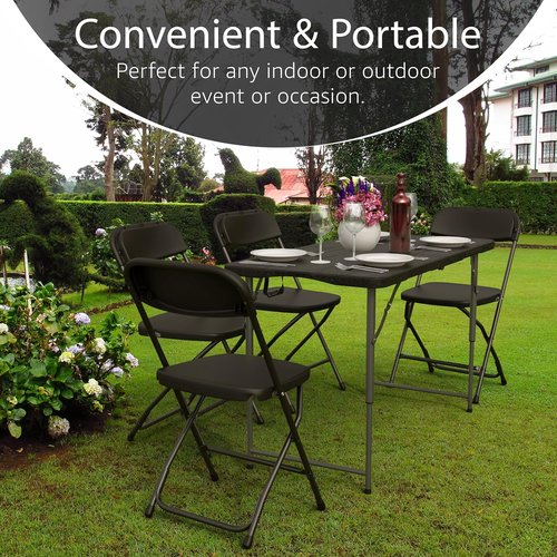 4FT Heavy Duty Foldable Table by [Brand Name] - Adjustable Height, Built-In Handle | Perfect for Events & Camping