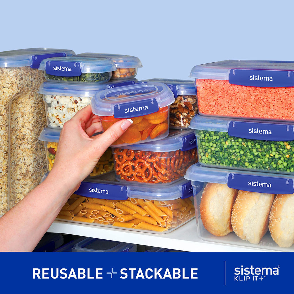 Sistema KLIP IT PLUS Food Storage Container | 5.5 L Square | Airtight & Stackable Meal Prep Container with Lid | School Lunch Box | BPA-Free | 1 Count