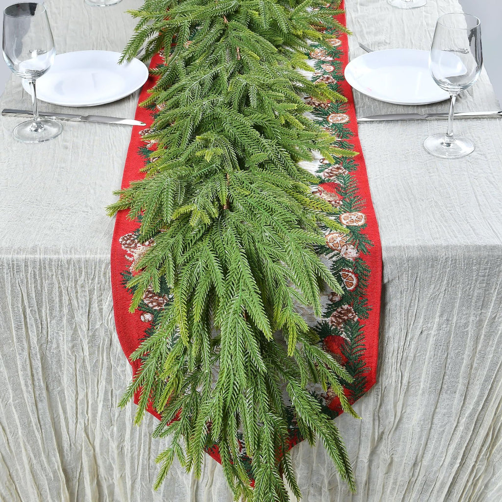 2 PCS 9 FT Artificial Norfolk Pine Garland, Real Touch Christmas Garland, Faux Winter Pine Garland for Fireplace Mantle Table Wall Stair Indoor Outdoor Xmas Holiday Christmas Decorations