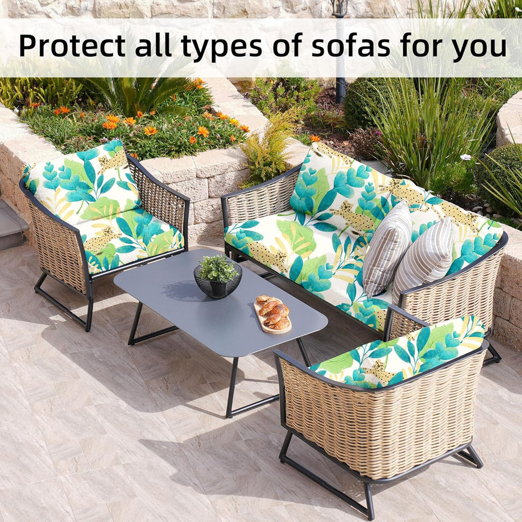 BIETYONE Outdoor Couch Cushion Covers - 8Pcs Washable & Reusable Leopard Slipcovers for Patio Furniture
