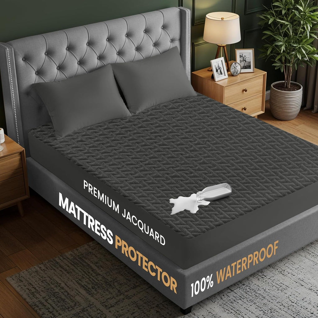 Utopia Bedding Waterproof Mattress Protector - Queen Size Gray | Premium 3D Air Soft Fabric, Fits 17" Deep