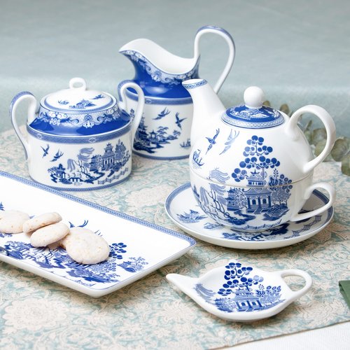 Grace Teaware Bone China Blue Willow Sugar And Creamer Set (2-Piece Set)