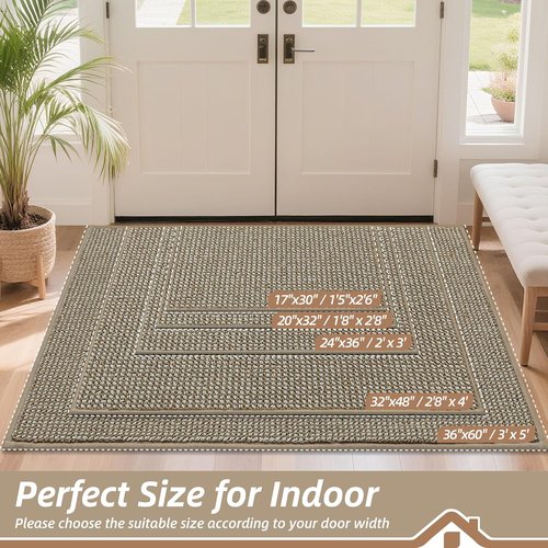 BEQHAUSE Dirt Trapper Door Mat - Non-Slip, Washable, Absorbent | 36" x 60" Light Beige Entryway Mat