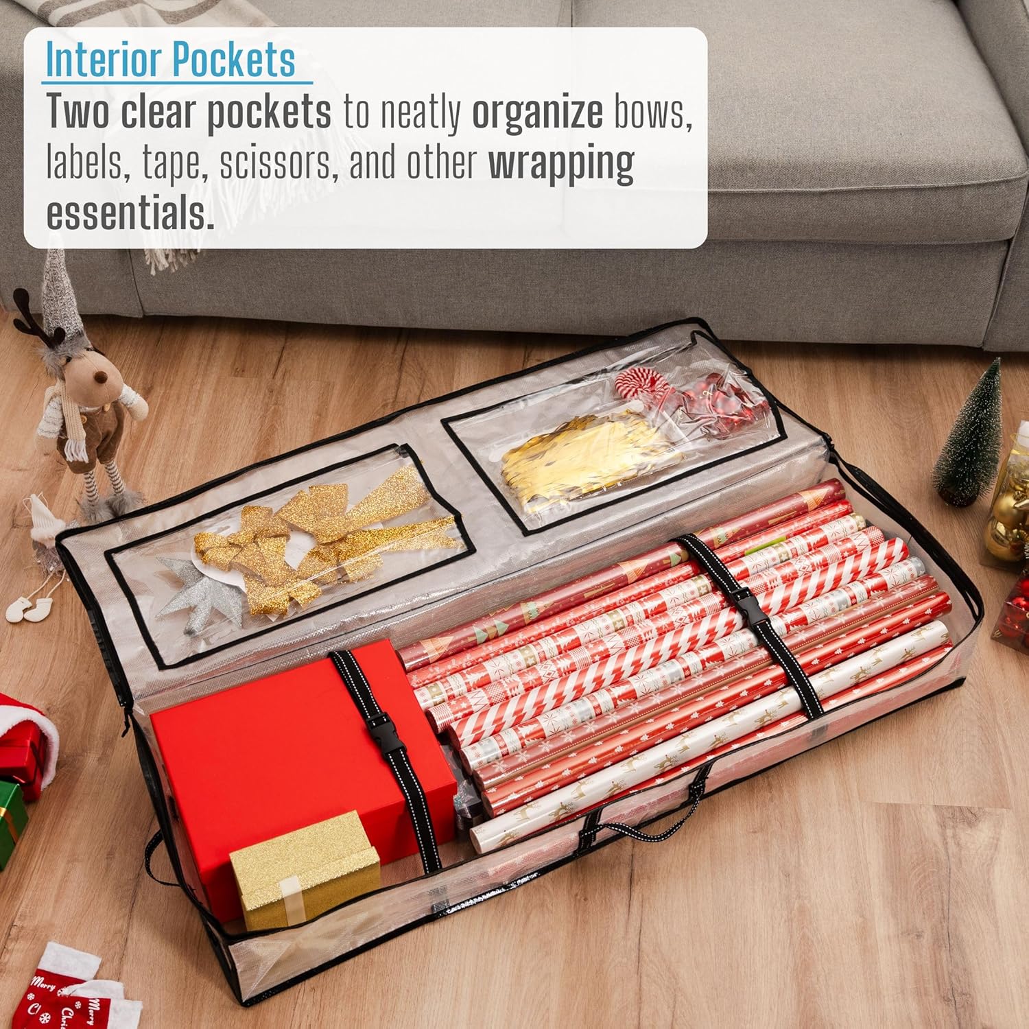 VENO Christmas Wreath, Tree & Wrapping Paper Storage Bags - 8 Pack Multi-Use Set for Easy Holiday Organization