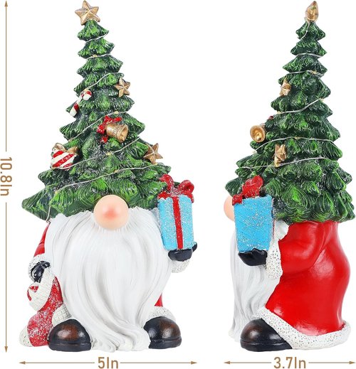 FORUP Lighted Gnome Figurine - Festive Christmas Tree Hat | Indoor Home Table Decor