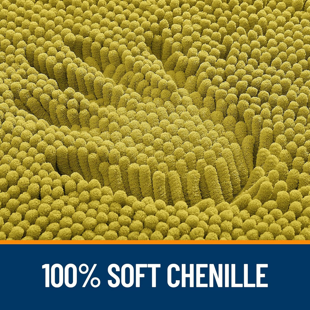 OLANLY Bath Rugs - Extra Soft Absorbent Chenille Mats | Quick-Dry Rubber Backing, 30x20, Deep Mustard