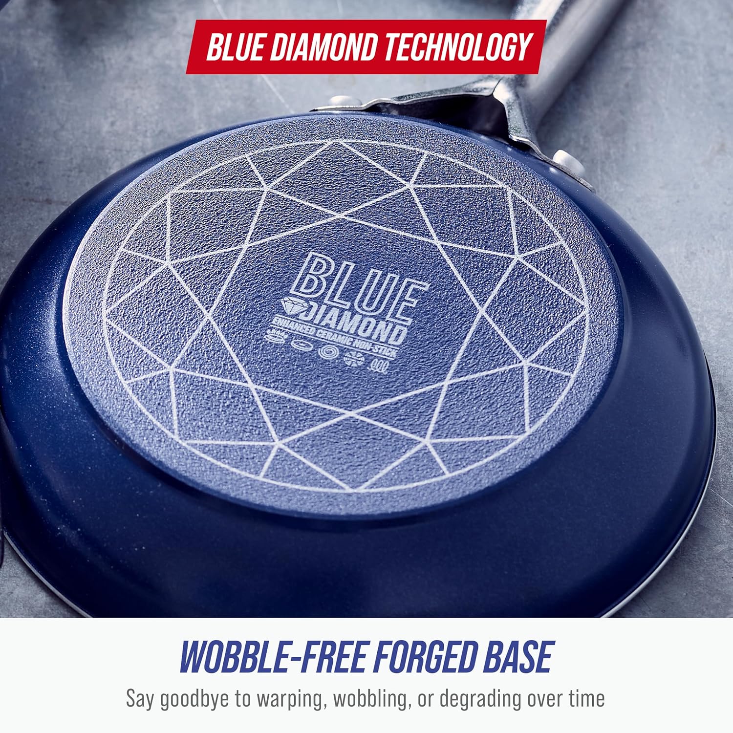 Blue Diamond Frying Pan Skillet Set - 9.5” & 11" Nonstick Ceramic, PFAS-Free, Durable & Dishwasher Safe, Blue