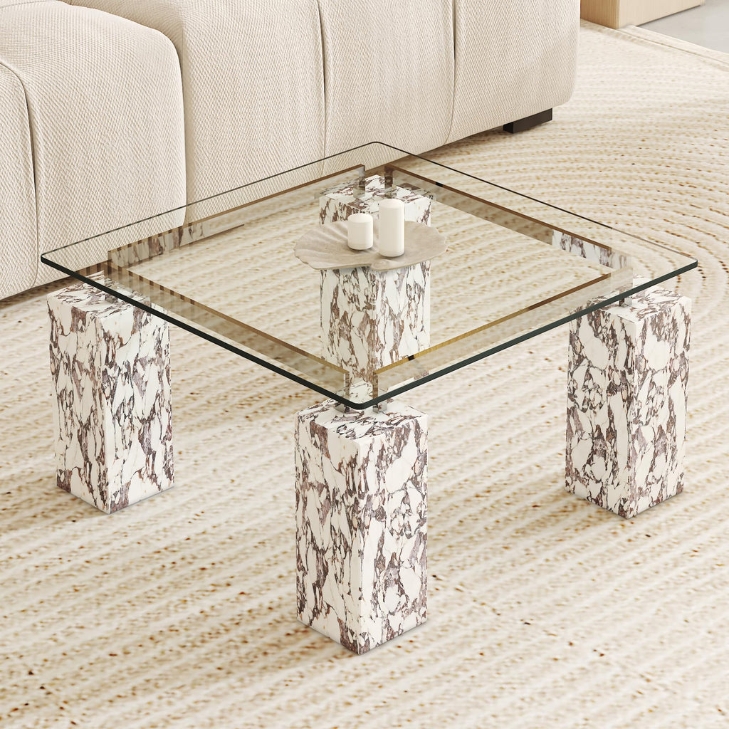Virelix 20" Square Tempered Glass Table Top, Clear Surface 1/4" Thick Flat Polished Edge for Furniture Protection Patio Dining Coffee End Tables (20 inch)