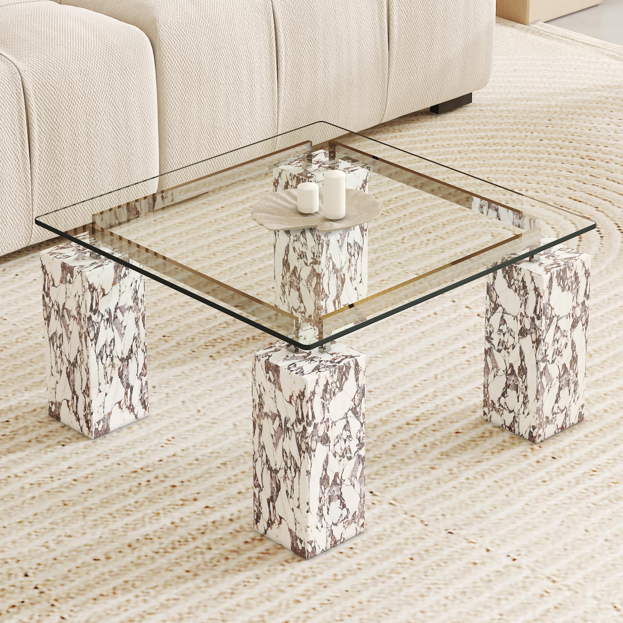 Virelix 20" Square Tempered Glass Table Top, Clear Surface 1/4" Thick Flat Polished Edge for Furniture Protection Patio Dining Coffee End Tables (20 inch)