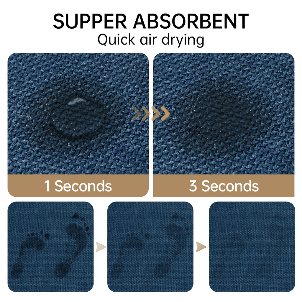Mecko Bath Mat, Ultra Absorbent Quick Dry Bathroom Floor Mats-Upgraded Thin Cozy Cloth Bathroom Mat(Navy Blue,16"x24")