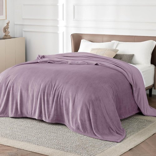 Bedsure GentleSoft Fleece Blanket - Cozy Lightweight Plush Queen Size in Fog Purple, 90x90 Inches