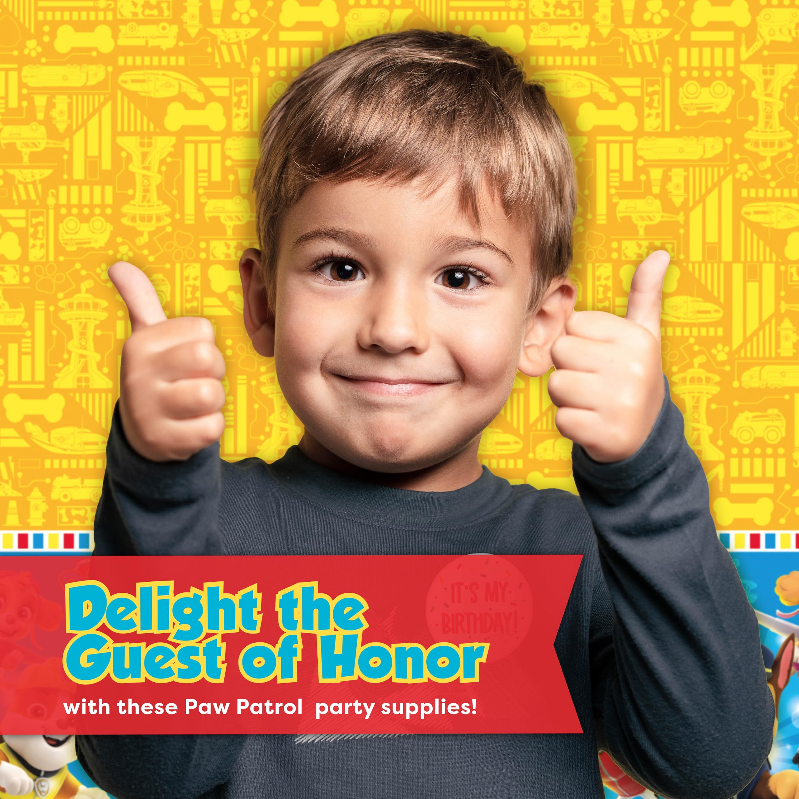 Paw Patrol Birthday Decorations for Party | Serves 16 | Tablecloth, Plates and Napkins, Sticker | Officially Licensed