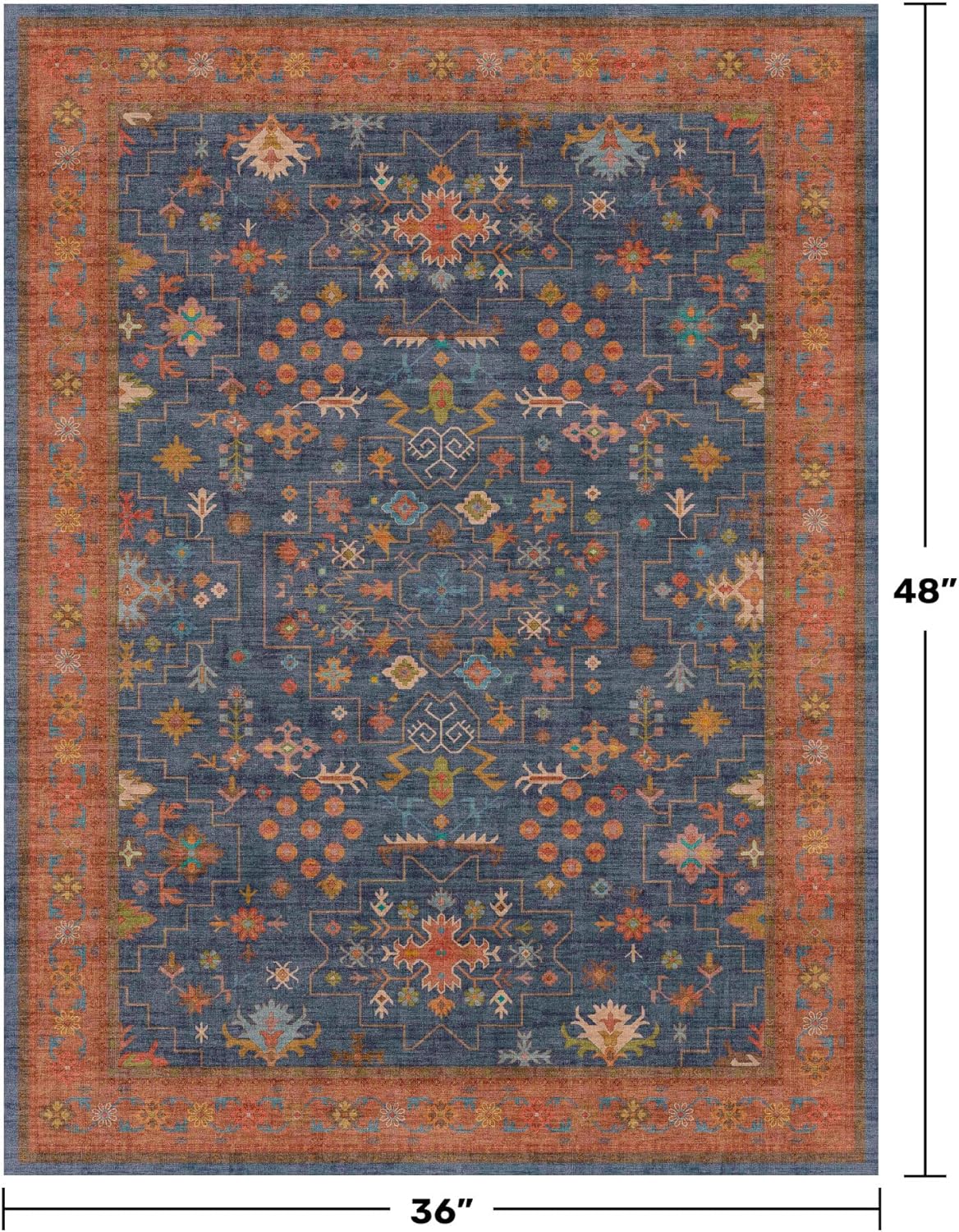 Skiennix Washable Kitchen Rugs - Stain Resistant Non-Slip Area Rug for Entryway | 3x4 Navy Blue