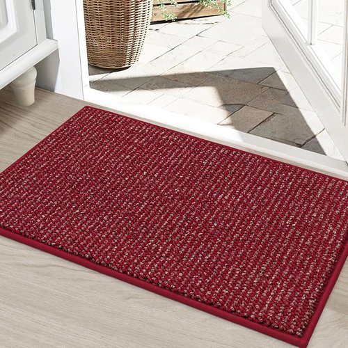 BEQHAUSE Dirt Trapper Door Mat - Non-Slip, Washable, Absorbent Entrance Mat | 24" x 36", Red