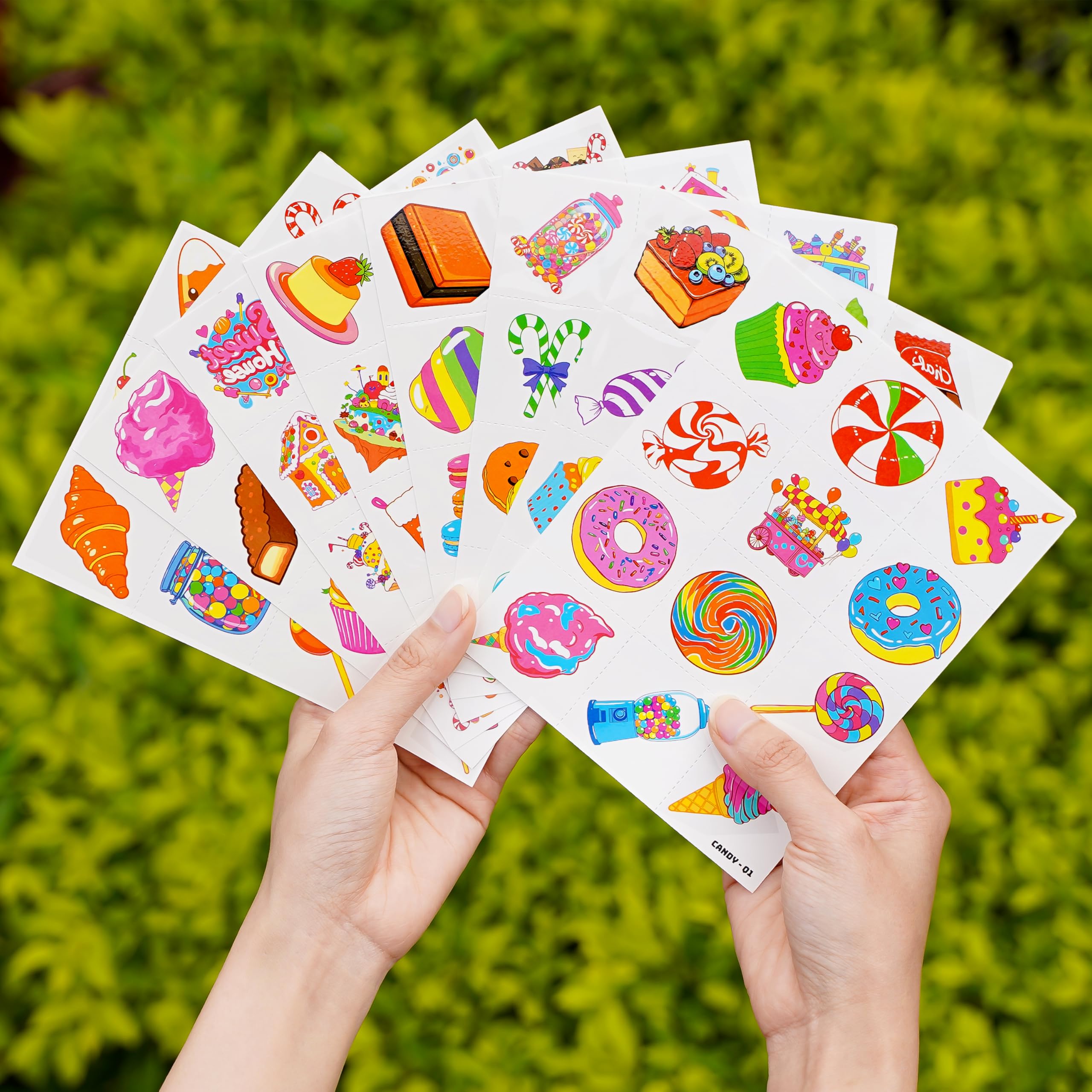96 PCS Pre-Cut Candy Temporary Tattoos for Kids Birthday Party Favors