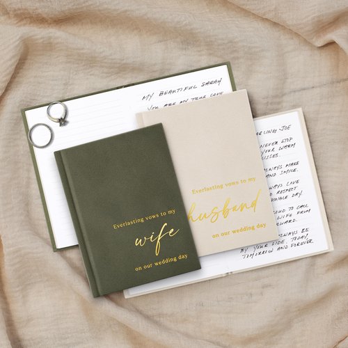 Elegant Velvet Wedding Vow Books With Gold Foil Lettering - Perfectly Sized His and Hers Vow Books With Plenty Of Pages To Write Whatever is on Your Heart - A Beautiful Addition For The Wedding Day