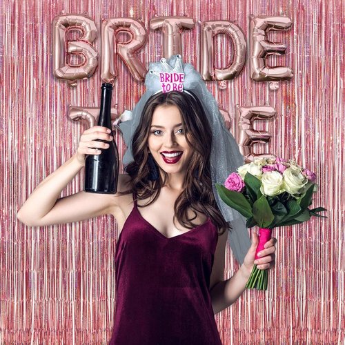 GREATRIL Rose Gold Tinsel Party Backdrop | Foil Fringe Curtain for Birthday Photo Booth - 1m x 2.5m (Pack of 2)