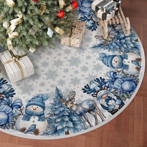 XCHI Snowman Gnomes Christmas Tree Skirt Christmas Party Decorations for Home Xmas Holiday Winter Indoor Decro 36 Inch