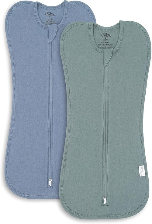 Comfy Cubs Swaddle Blanket - Easy Zipper Wrap for Newborns | 2-Pack in Nomadic Blue (0-3 Months)