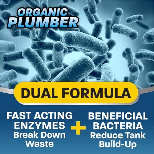 Organic Plumber Septic Tank Cleaner Treatment, Bacteria x Natural Enzyme Flushable Bio Tabs, Rid Sewage Waste & Clean Field System, 1 Year of Tablets