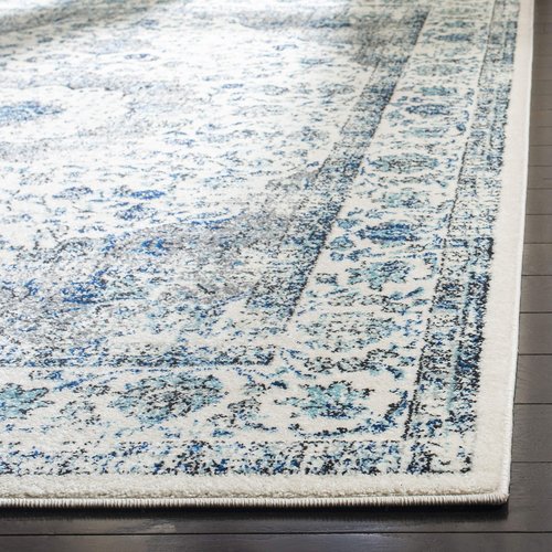 SAFAVIEH Area Rug 3x5 - Evoke Collection - Ivory & Grey, Shabby Chic Oriental Medallion Design, Non-Shedding & Easy to Clean, Ideal for Living Room, Bedroom, Dining Space (EVK220D)