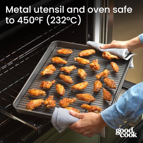 GoodCook Nonstick XL Cookie Sheet Set - 2 Everyday Sheets with Cooling Grid | Gray