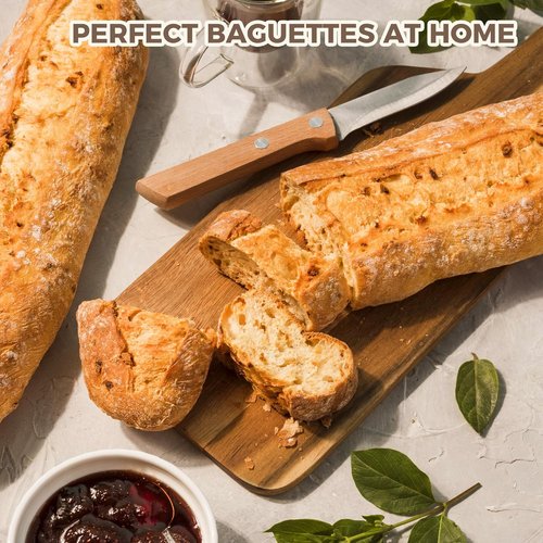 KITESSENSU Nonstick Baguette Pans - Perforated Bakery Tray for 2 Loaves, 15" x 6.3", Silver Finish