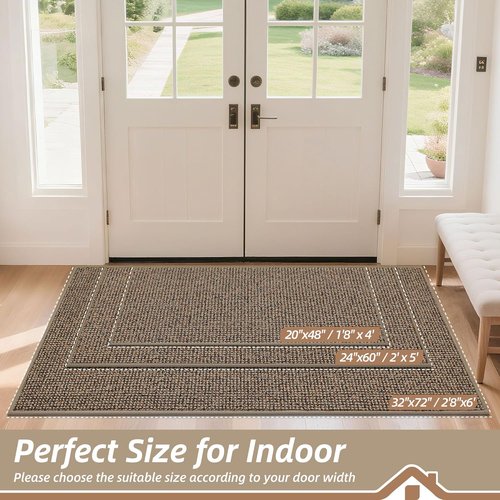BEQHAUSE Dirt Trapper Door Mat - Non-Slip, Washable, Dirt Resistant | 24" x 60", Beige Entryway Mat
