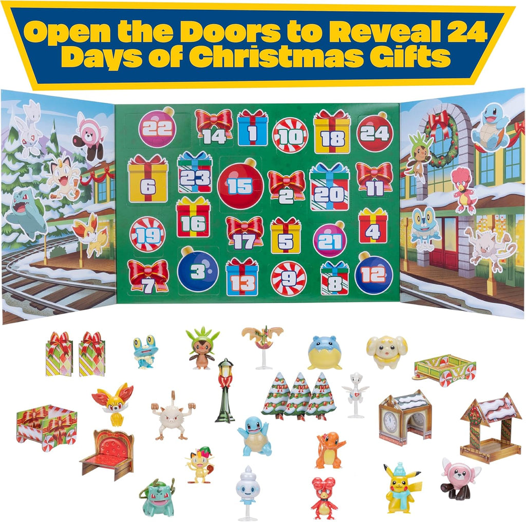 Pokémon 2025 Holiday Advent Calendar - 24-Piece Gift Playset with 16 Toy Figures & 8 Accessories for Kids - Officially Licensed