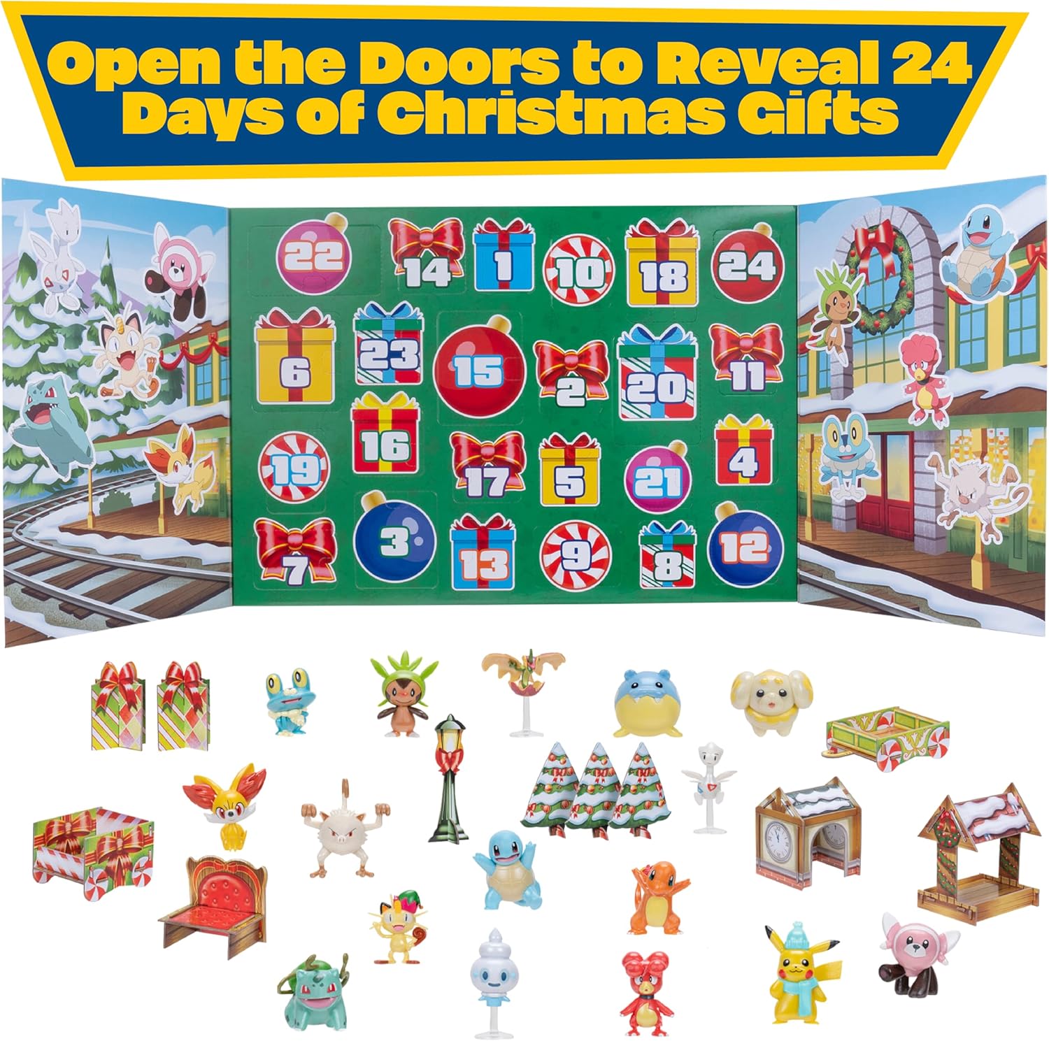 Pokémon 2025 Holiday Advent Calendar - 24-Piece Gift Playset with 16 Toy Figures & 8 Accessories for Kids - Officially Licensed