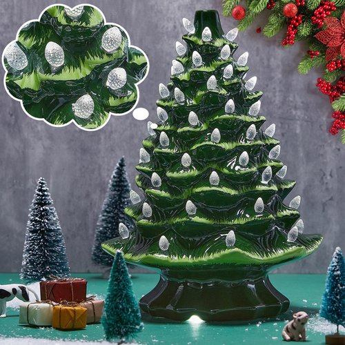 Boao 120 Pcs Ceramic Christmas Tree Replacement Lights Clear Plastic Flame Peg Bulbs Accessories for Ceramic Christmas Trees and DIY Projects(Clear,Medium)