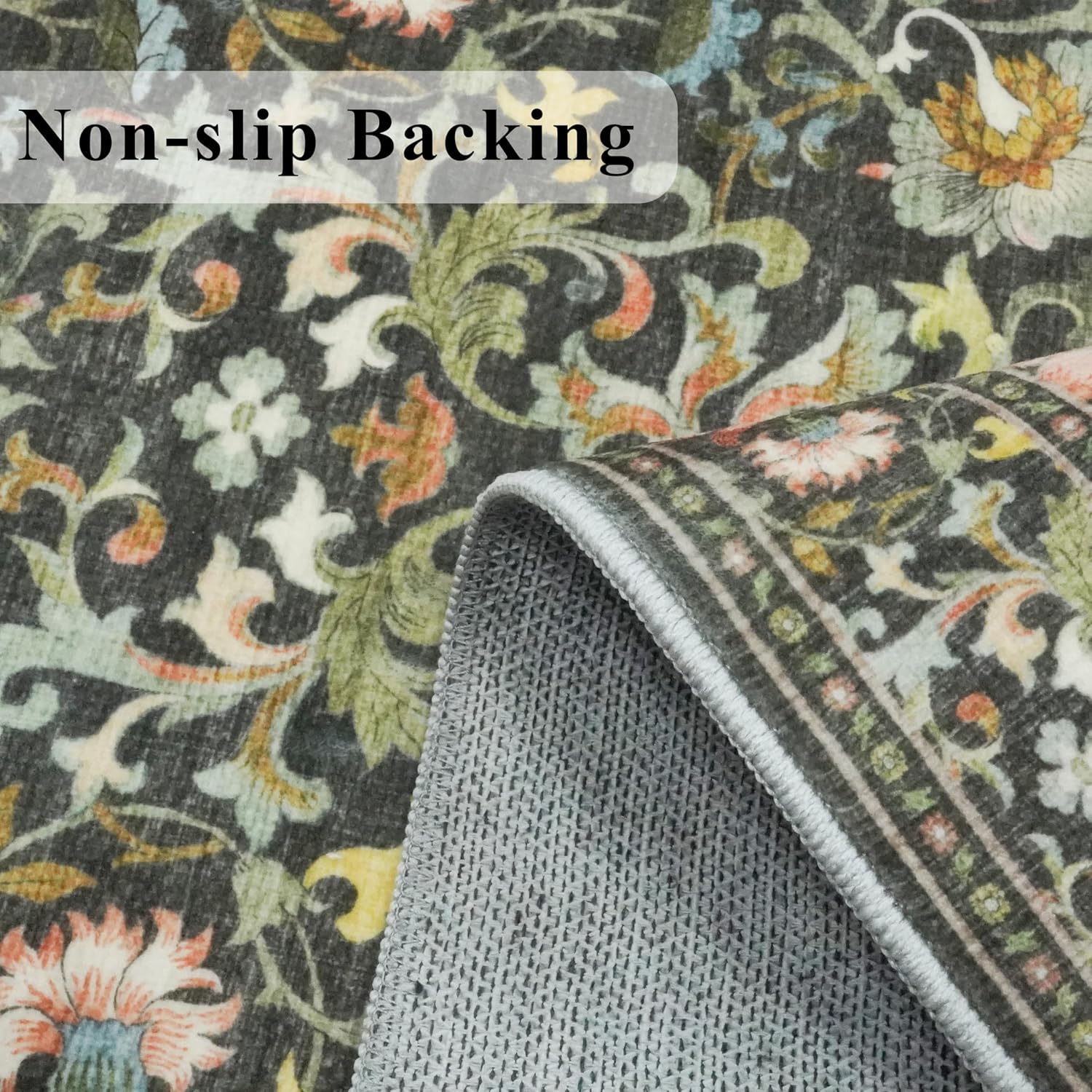 Skiennix Washable 2x8 Hallway Runner Rug - Vintage Water-Resistant Indoor Carpet | Ultra Soft Green Mat