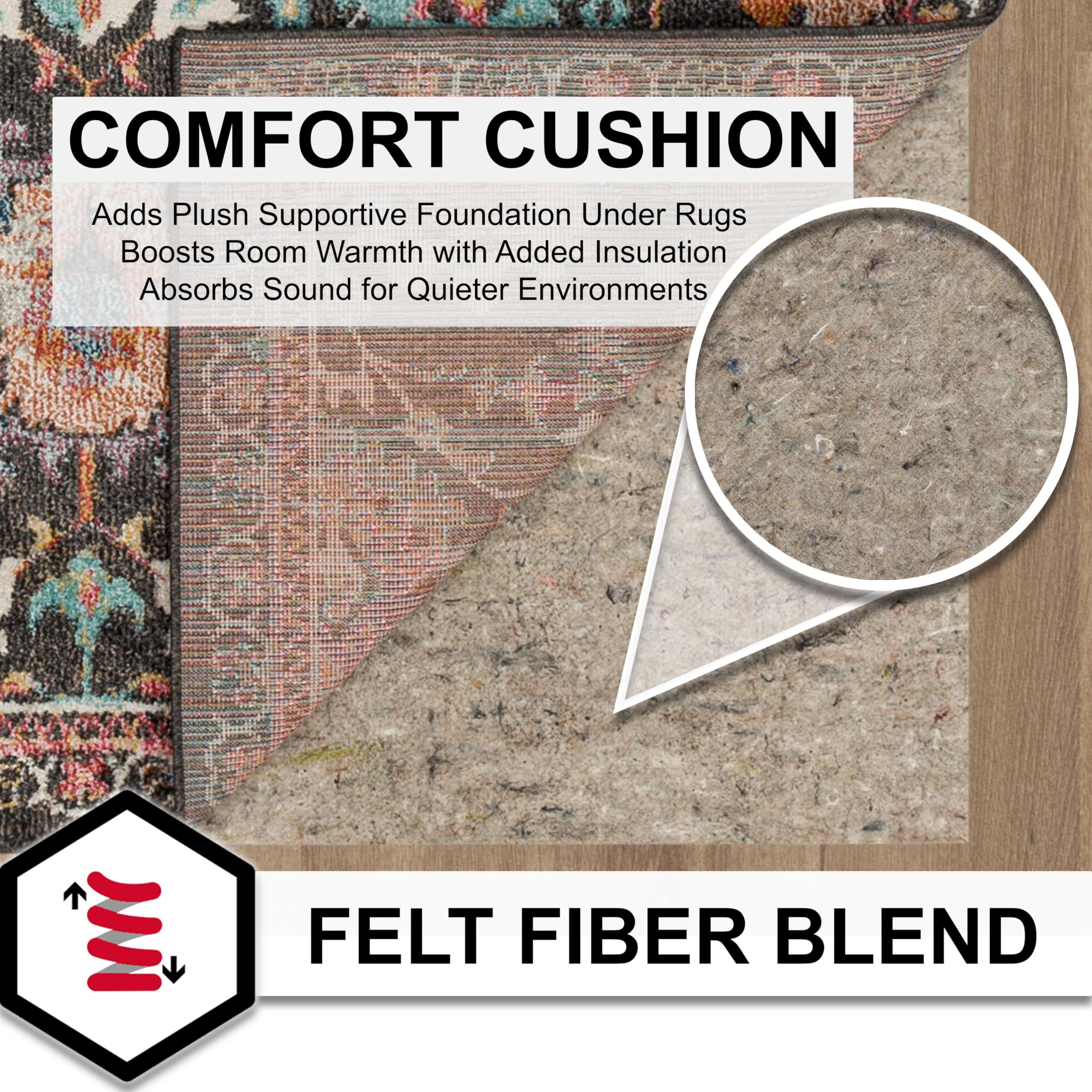 Mohawk Home Felt Rug Pad 8' x 10' - 1/2 Inch Thick Cushion for Area Rugs, Protective Underlay for Hardwood Floors, Comfort and Insulation – Felt Only Pad