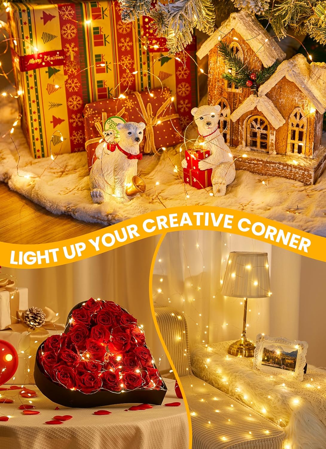 Skiennix Fairy Lights - 200 LED Waterproof String Lights with Remote & Timer | 66 Feet for Bedroom & Party Decor