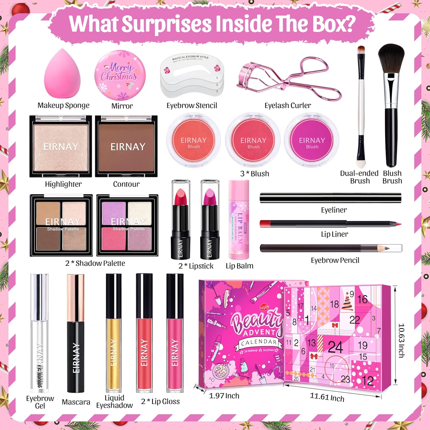 Skiennix Makeup Advent Calendar 2025 - 24 Days of Holiday Surprises for Women & Teens | Festive Gift Set