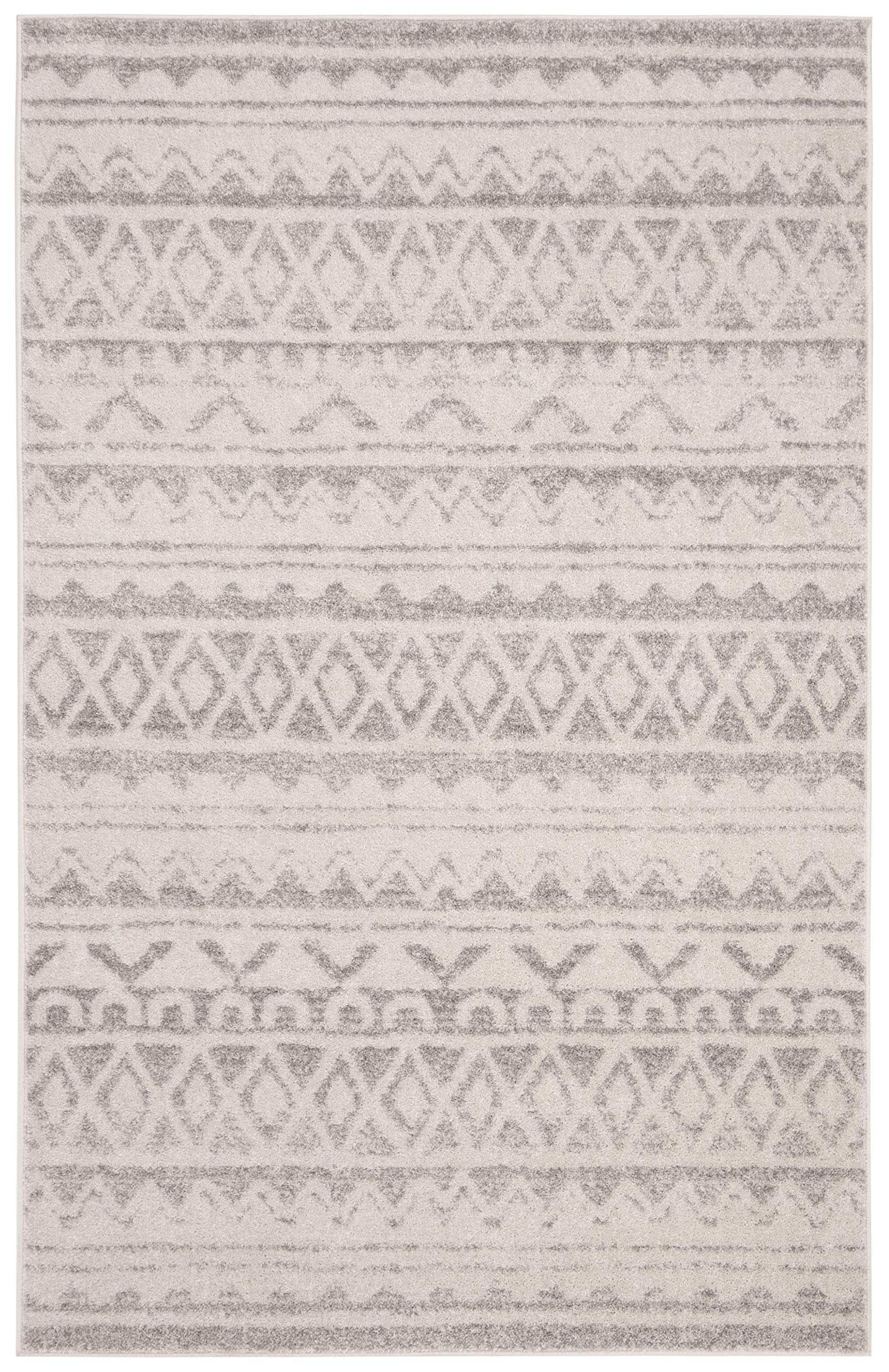 SAFAVIEH Adirondack Collection Area Rug - 5'1" x 7'6", Ivory & Grey, Moroccan Boho Distressed Design, Non-Shedding & Easy Care, Ideal for High Traffic Areas in Living Room, Bedroom (ADR119B)