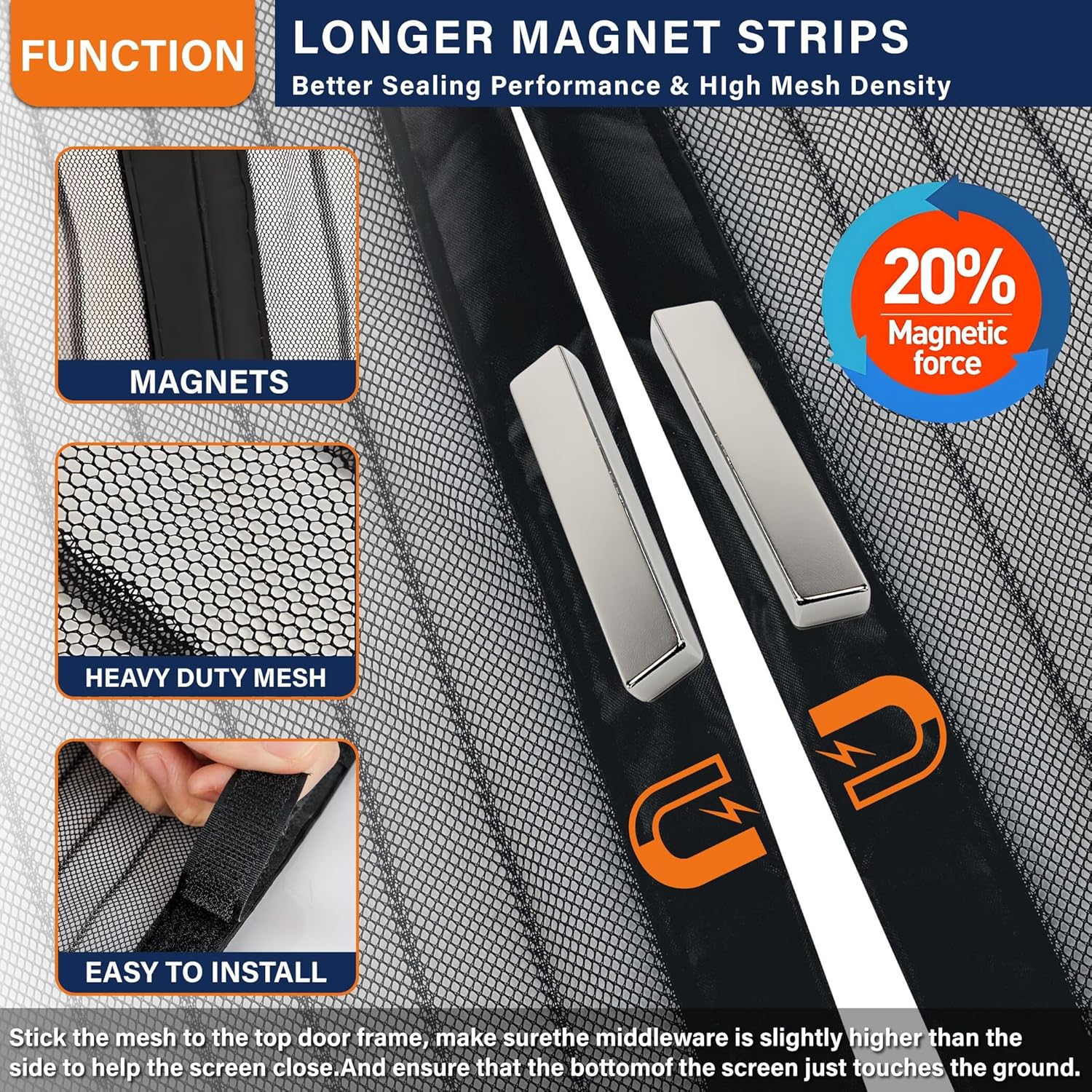 Mesh Screen with Magnetic Closure by [Brand Name] - Heavy Duty Bug Barrier for Doors | Pet & Kid Friendly (38 x 82 Inch)