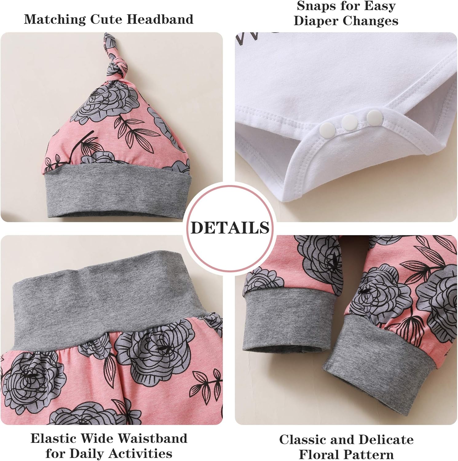 Renotemy Baby Girl Summer Outfit - Cute Infant Romper & Pants Gift Set | Perfect for Newborns