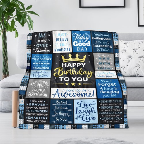 LXXTK Birthday Gifts for Men Blanket 60"X 50" Unique Gifts for Men Happy Birthday Decorations Mens Birthday Gifts Ideas for Dad Grandpa Boyfriend Husband (60"X50", Mens Birthday)