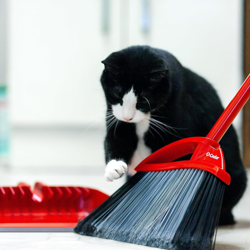 O-Cedar Pet Pro Broom - Step-On Dustpan for Effortless Cleaning | Removes 99% of Pet Hair