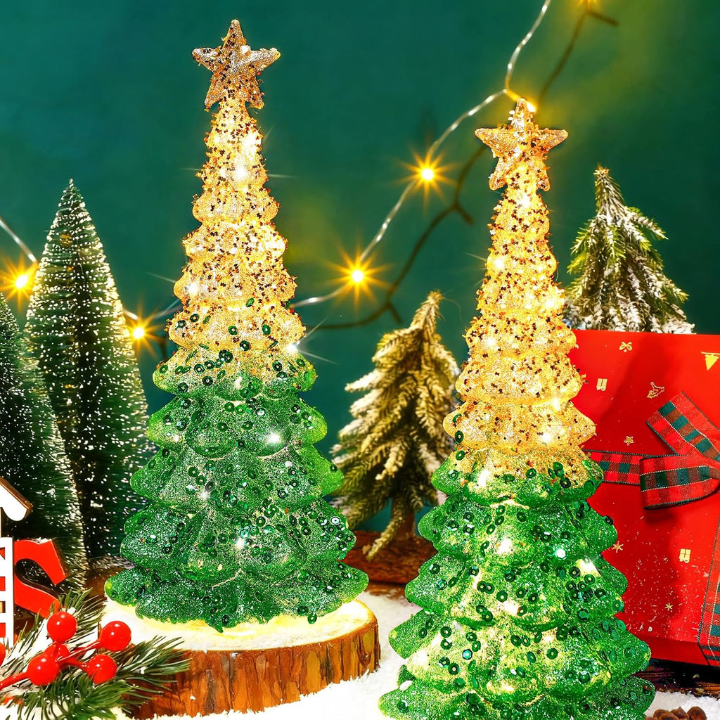 Mercury Glass Christmas Tree - Illuminated Tabletop Decor | 11.6" Gold Battery-Operated Centerpiece