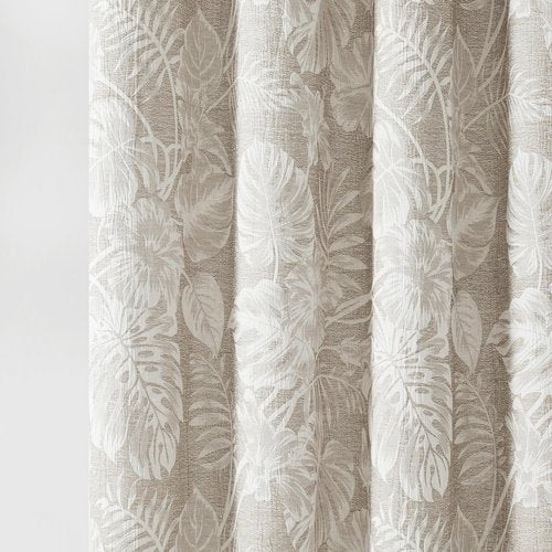 Lush Decor Bali Tropical Leaves Shower Curtain Single 72" W x 72" L Neutral - Tropical Bathroom - Brown Bath Curtain -Coastal Decor