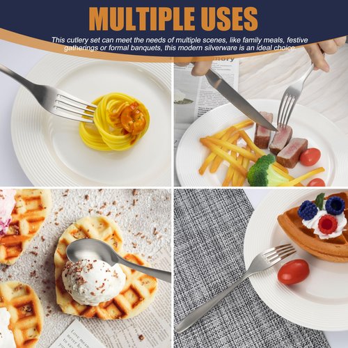 40 Pieces Silverware Set, Stainless Steel Flatware Set for 8, Matte Satin Polished Cutlery Set Include Forks Spoons and Knives, Dishwasher Safe Utensils Set for Home Restaurant
