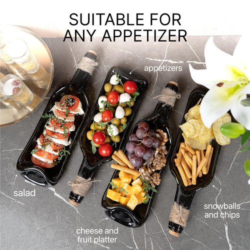 Melted Wine Bottle Serving Boards - Decorative Rectangle Serving Trays for Home Decor - Small Cheese Platter Serving Board - Unique Cheese and Cracker Tray for Dinner Party (3)