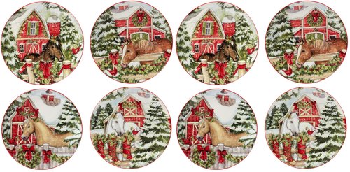 Certified International Homestead Christmas 9" Dessert/Salad Plates, Set of 4 (Pack of 2)