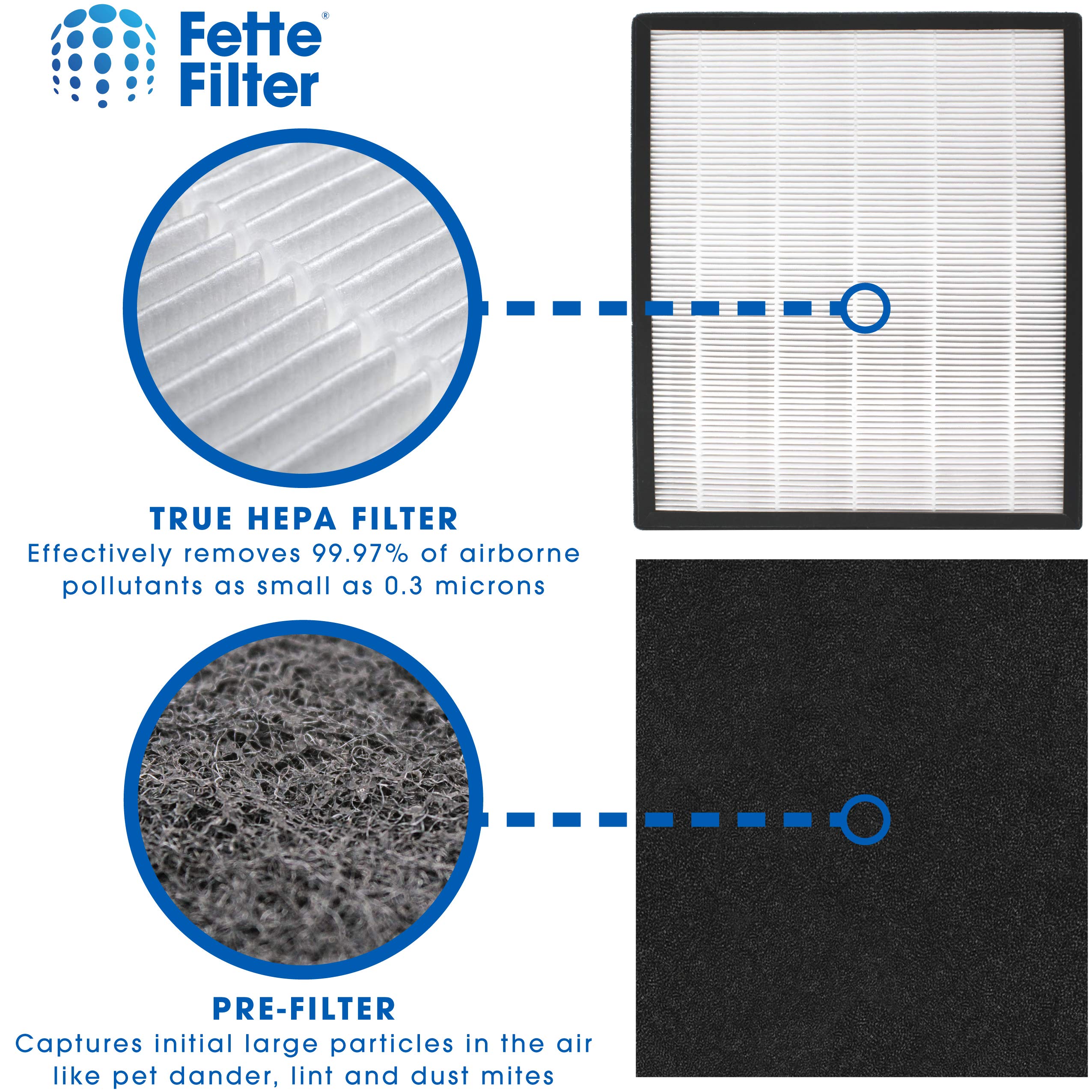 Fette Filter - Replacement Filter J Compatible with GermGuardian FLT5900 for AC5900WCA & AC5900WDLX Air Purifier includes 2 Filters 4 Activated Charcoal Filter.