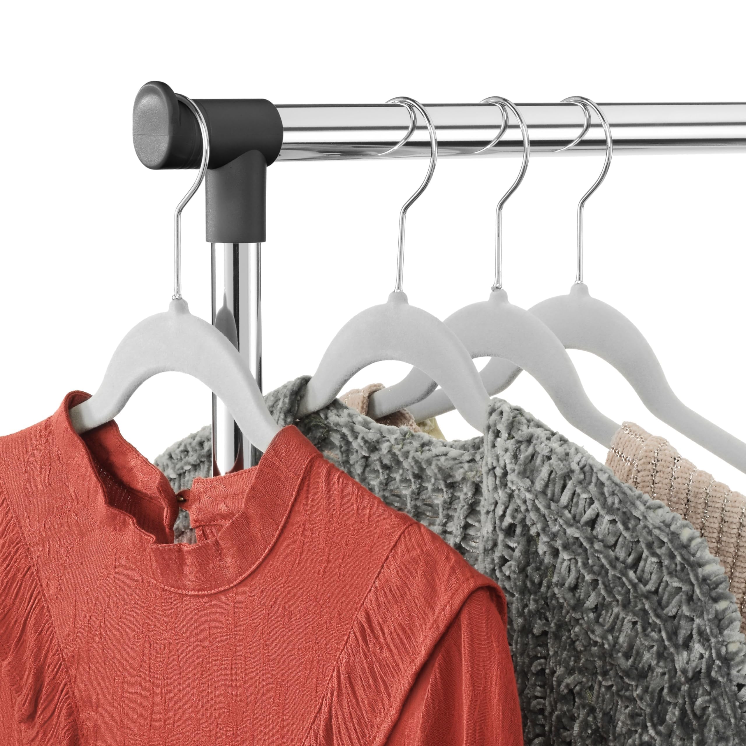 Whitmor Folding Garment Rack - Rolling Clothes Hanger - Adjustable Height - Black